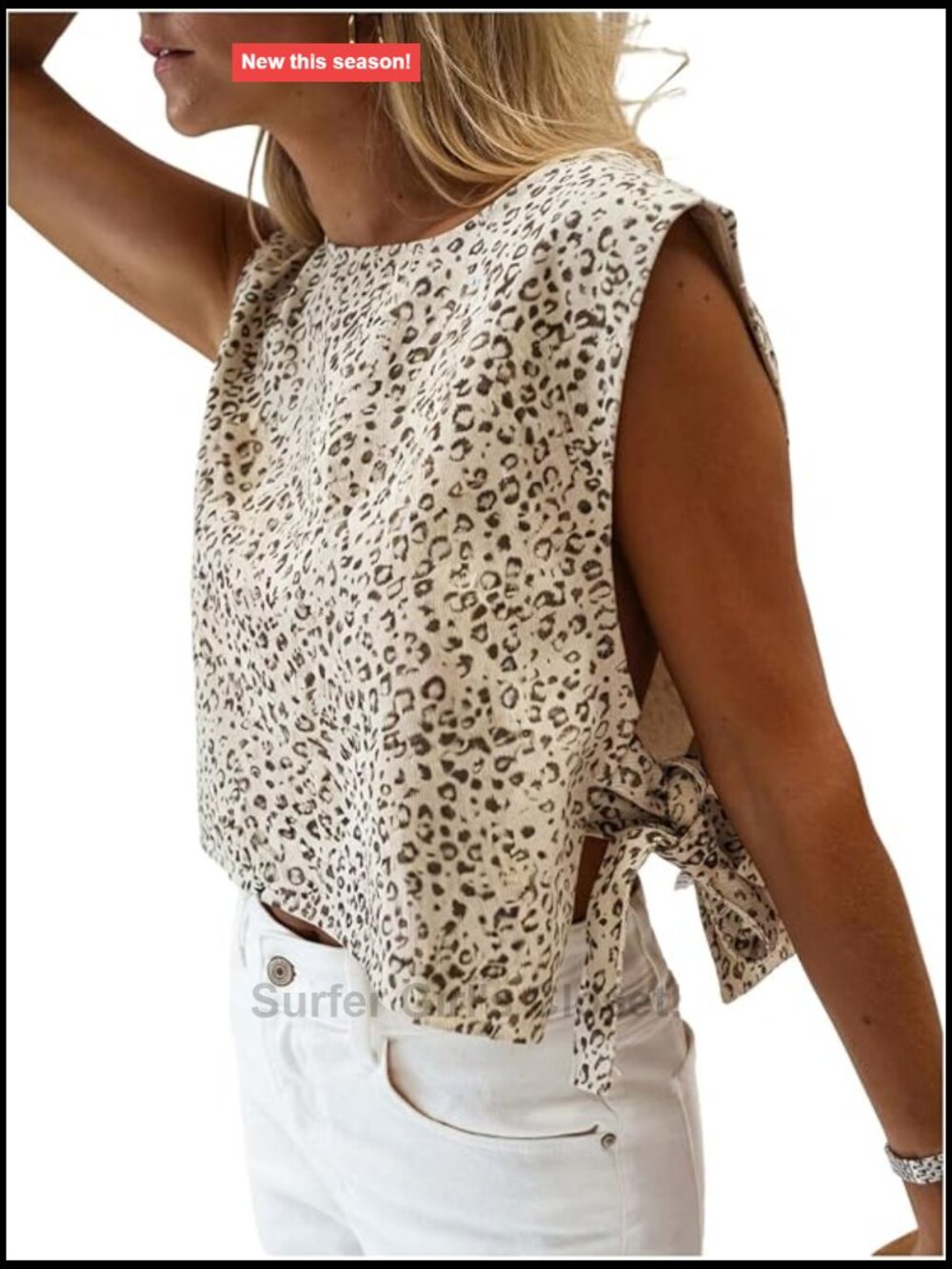 Cheetah Print Sleeveless Crop Tank Top Side Tie Y2K Summer Going Out